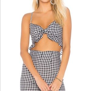 Flynn Skye gingham tie-front crop top